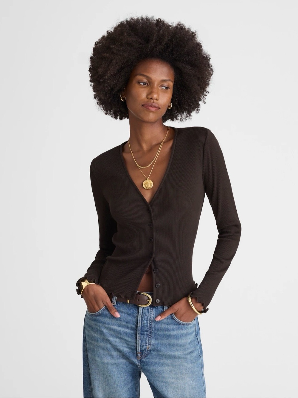 Madewell Lettuce-Hem V-Neck Cardigan